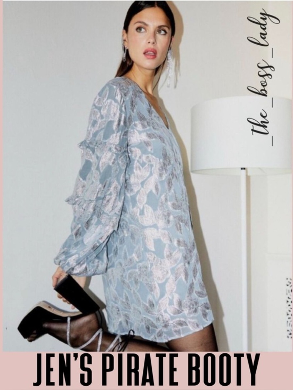 Jen's Pirate Booty mini dress floral metallic ruffled sparkly